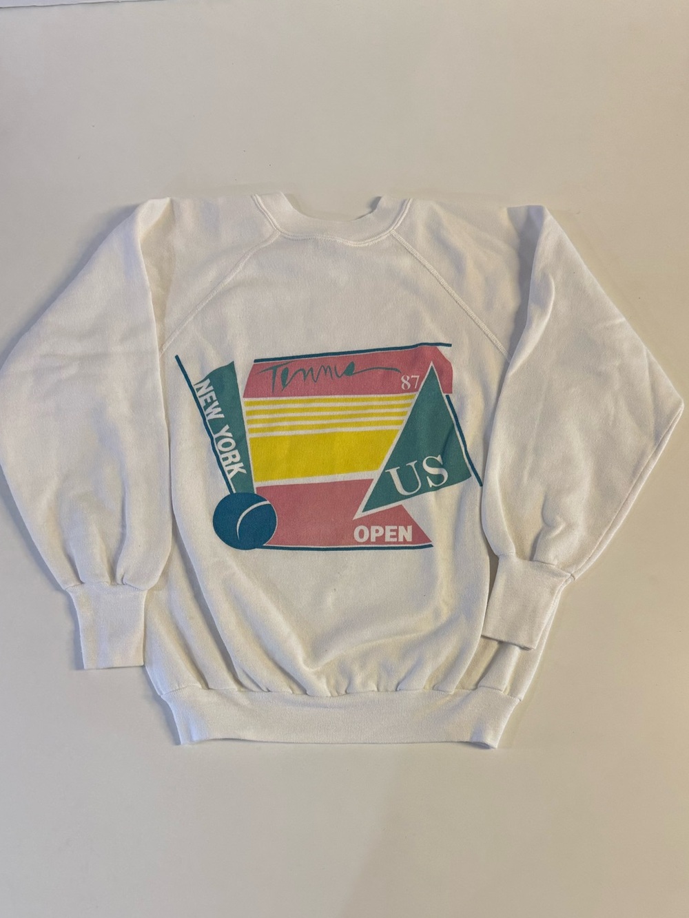 Vintage 1987 US Open Tennis Sweater Size M New York City Logo Art 80s Sports VTG